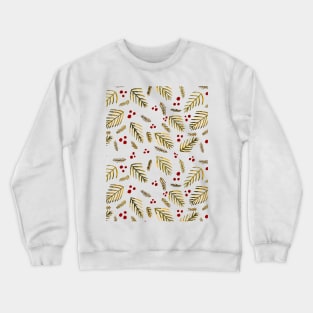 Christmas tree branches and berries - ochre and burgundy Crewneck Sweatshirt